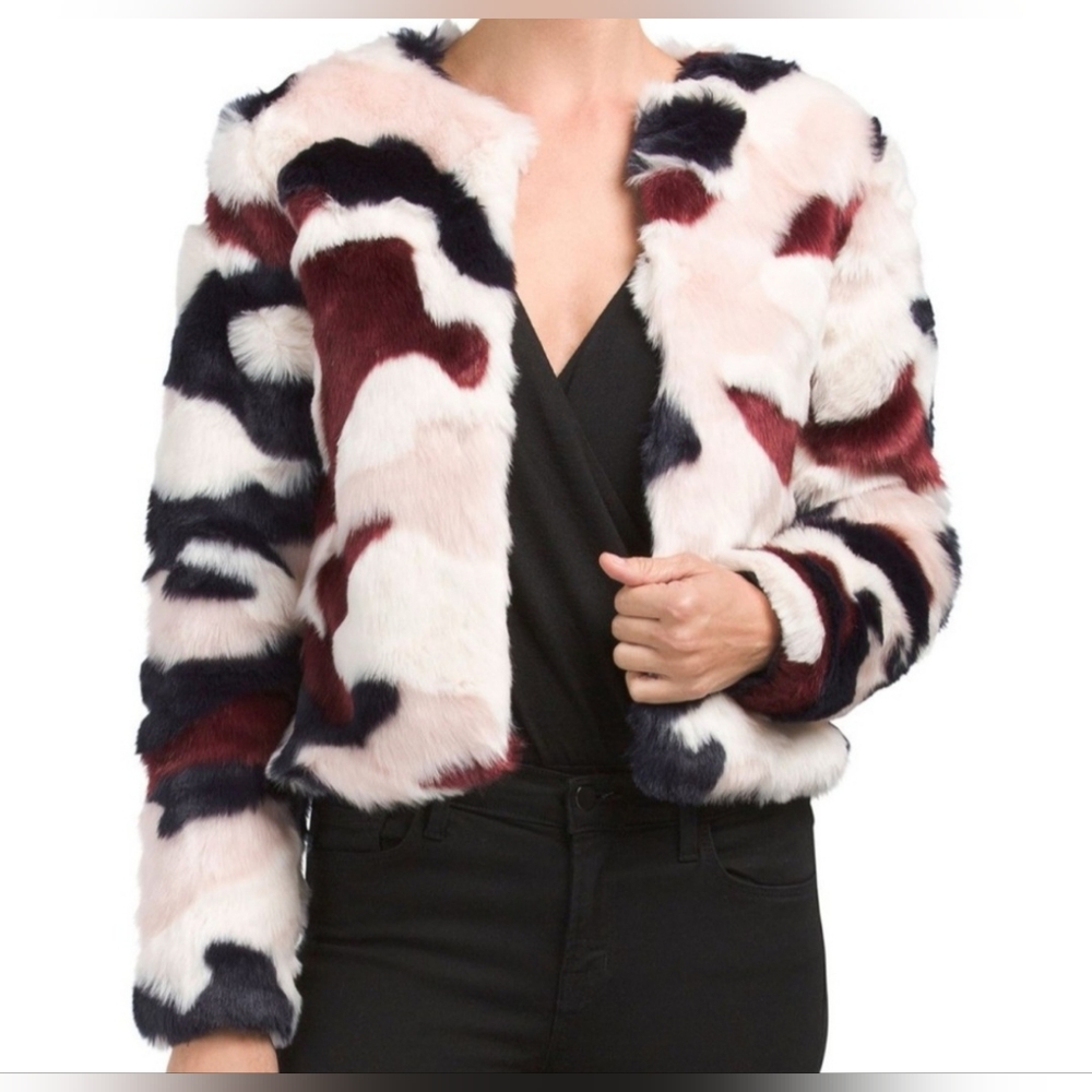 Cynthia Rowley Faux Fur Camo Jacket, Size L